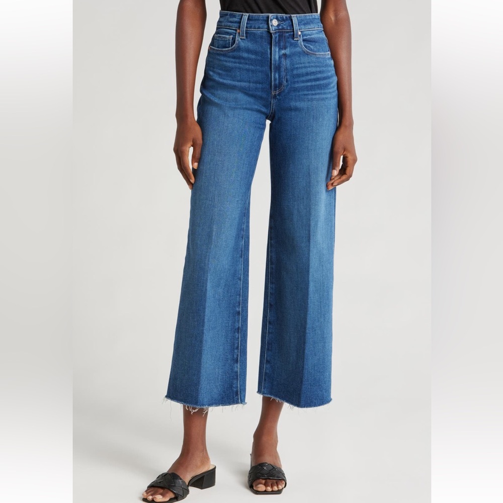 PAIGE Anessa Blue Flare & Wide Leg Jeans